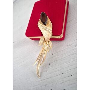 Vintage Sarah Coventry Calla Lilly Topaz Rhinestone Brooch